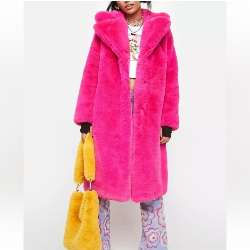 NOIZE Faux Fur Longline Coat